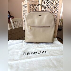 Brahmin Tan Leather Backpack